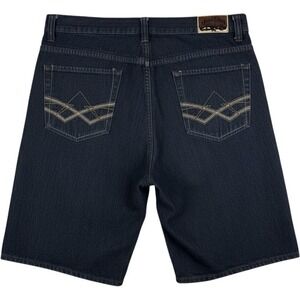 Vintage‎ Urban Label Denim Shorts Mens 38 Dark Wash Baggy Embroidered Y2K Skater